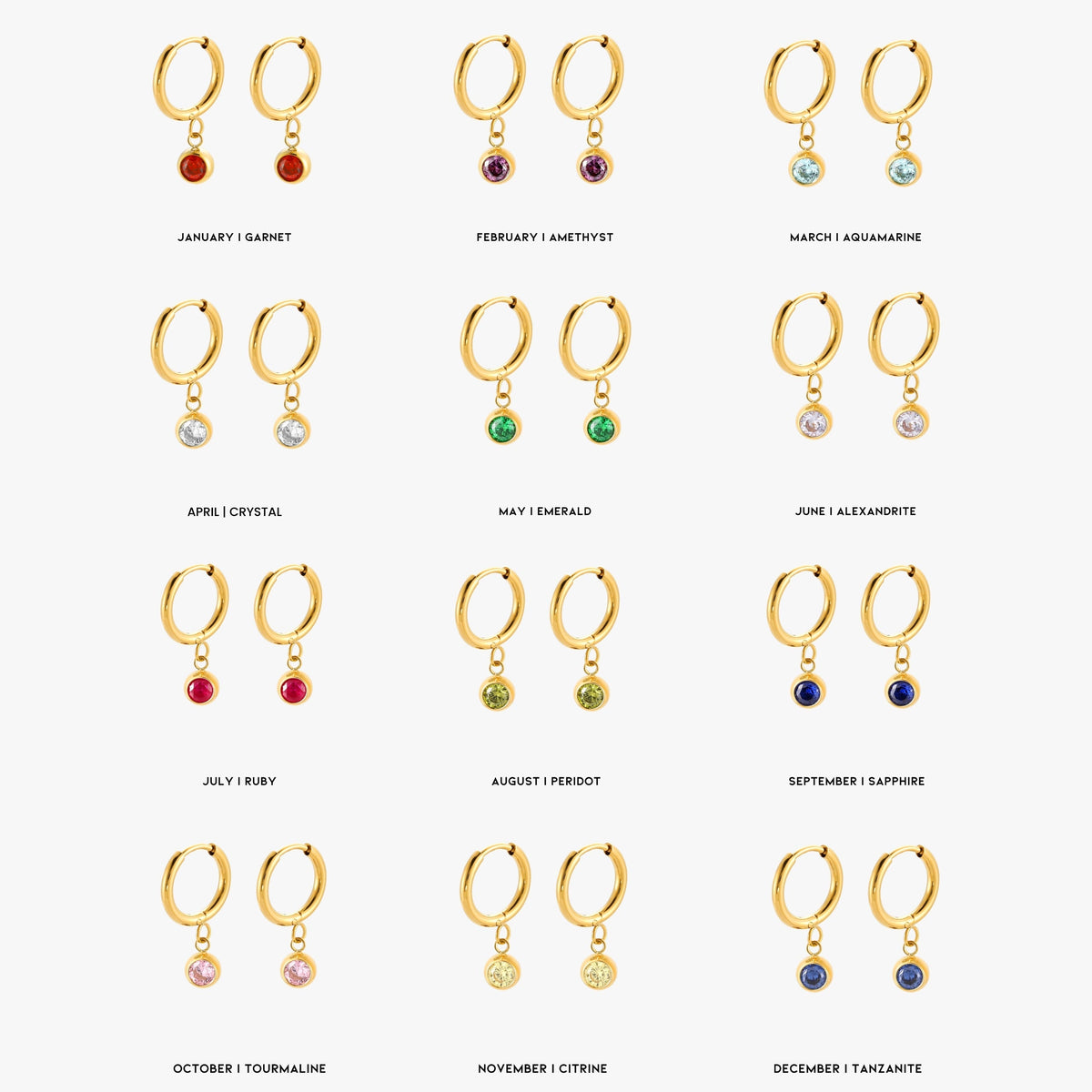 Aros con dije de piedra de nacimiento