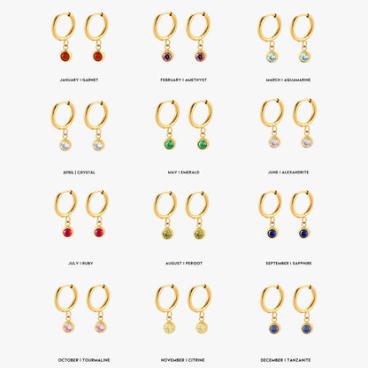 Aros con dije de piedra de nacimiento